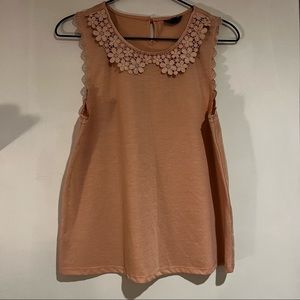Topshop Lace Collar Sleeveless Top in Dusty Rose